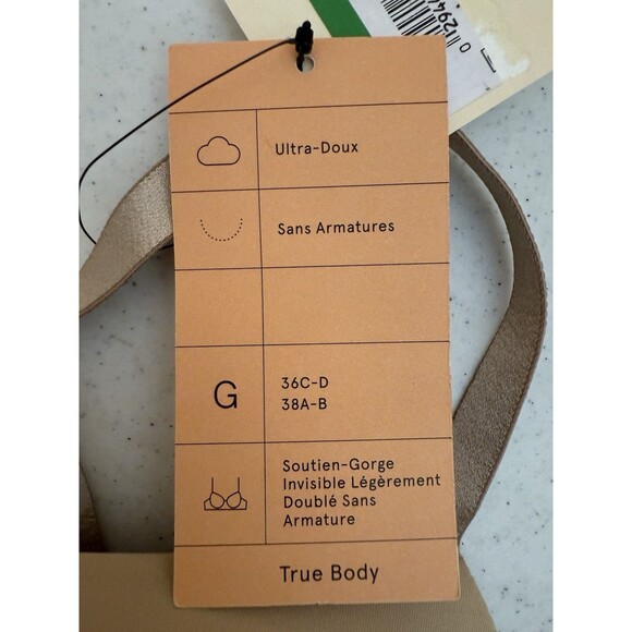 Large NEW True & Co True Body Triangle Convertible Strap Bra, Beige 36C/D 38A/B - Picture 4 of 10